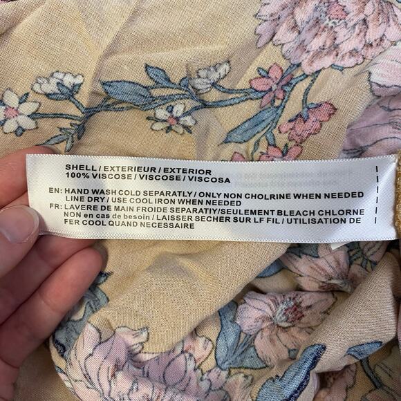 Band of Gypsies Floral Print Cold Shoulder Maxi Dress Size S Yellow Pink Boho - Picture 8 of 9